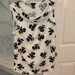Ann Taylor Monochrome Floral Sleeveless Blouse